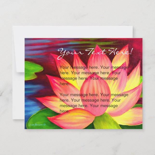 Carte d'invitation avec peinture de fleur de lotus (Devant)