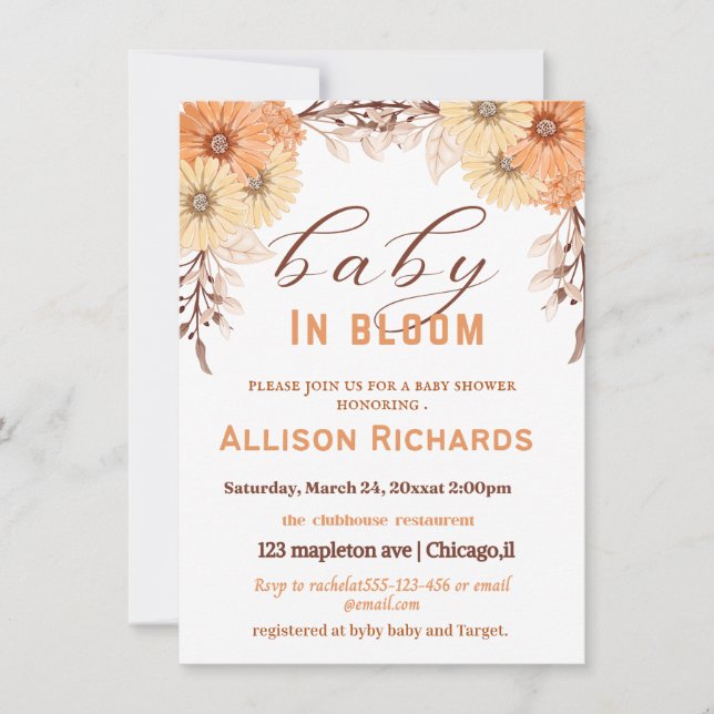 Carte d'invitation baby shower (Devant)
