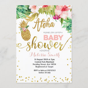 Carte d'invitation baby shower Aloha Pineapple