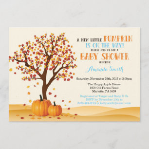Carte d'invitation Baby shower Citrouille Boy Fall