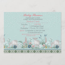 Carte d'invitation Baby shower d'agneau de bois bl