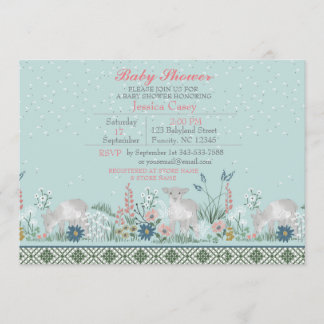 Carte d'invitation Baby shower d'agneau de bois bl