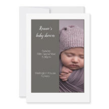 Carte d'invitation baby shower gris