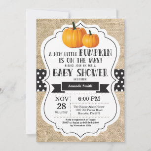 Carte d'invitation Baby Shower Little Pumpkin Burl