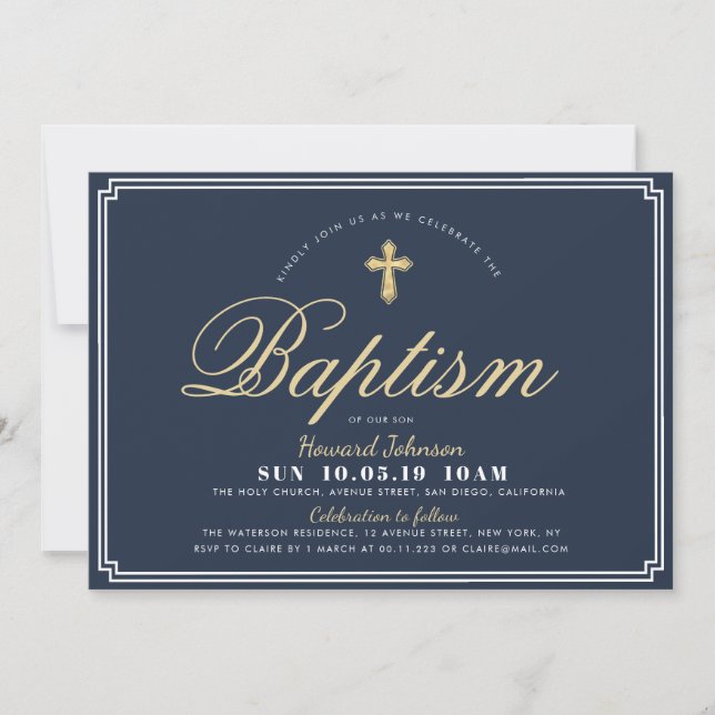 carte d'invitation baptême moderne (Devant)