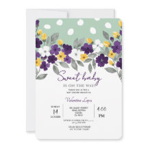 Carte d'invitation bébé shower fleurs colorées ver