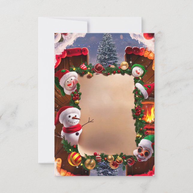 Carte d'invitation blanche de Noël (Devant)
