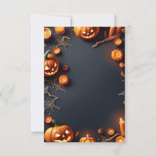 Carte d'invitation blanche Halloween (Devant)