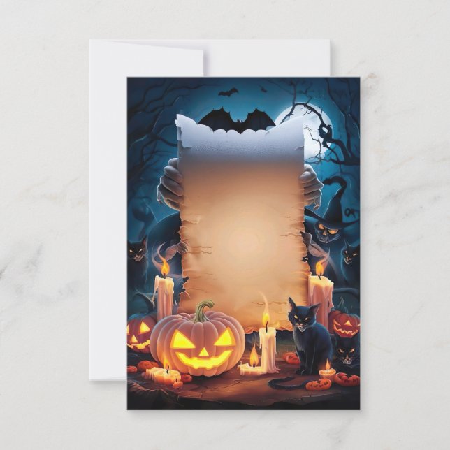Carte d'invitation blanche Halloween #21 (Devant)