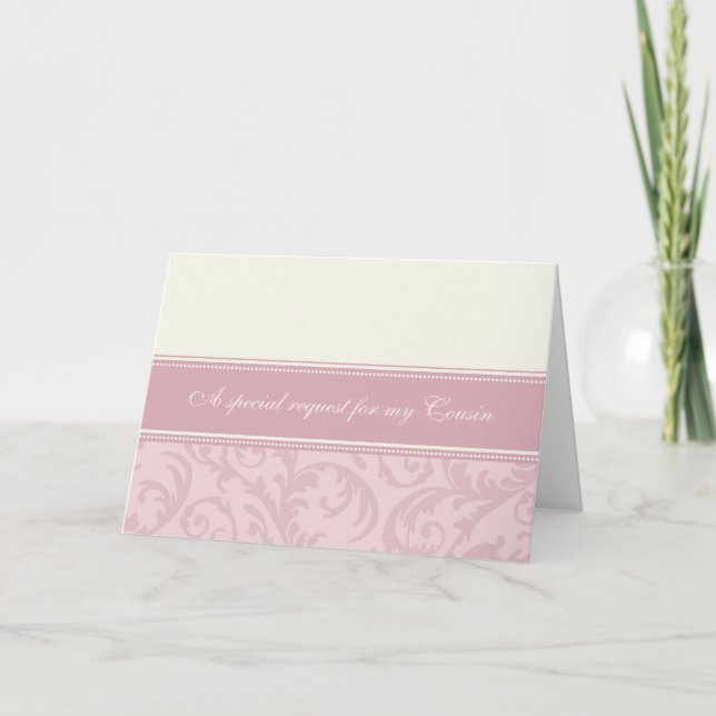 Carte d'invitation Bridesmaid Cousin Crème rose (Devant)