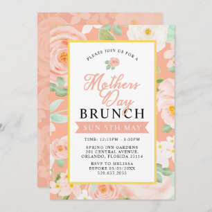 Carte d'invitation Brunch Fête des Mères Rose Flor