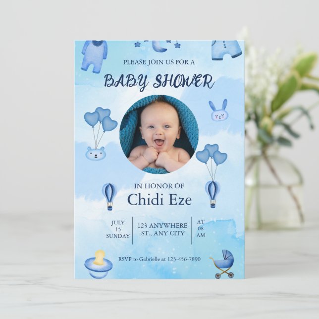 carte d'invitation - carte Baby shower (Debout devant)