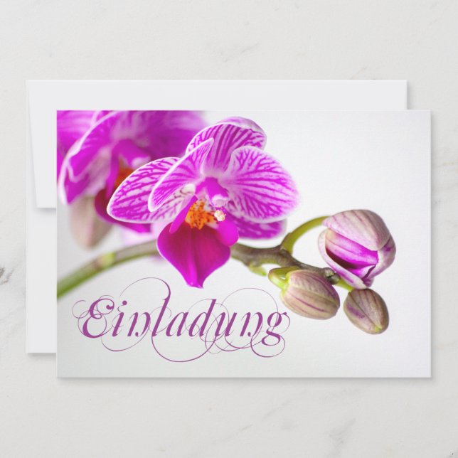 Carte d'invitation charmante à orchidée (Devant)
