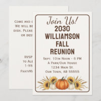 Carte d'invitation citrouille tournesol pour réuni