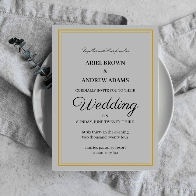 Carte d'invitation Classy mariage Grey (Créateur téléchargé)