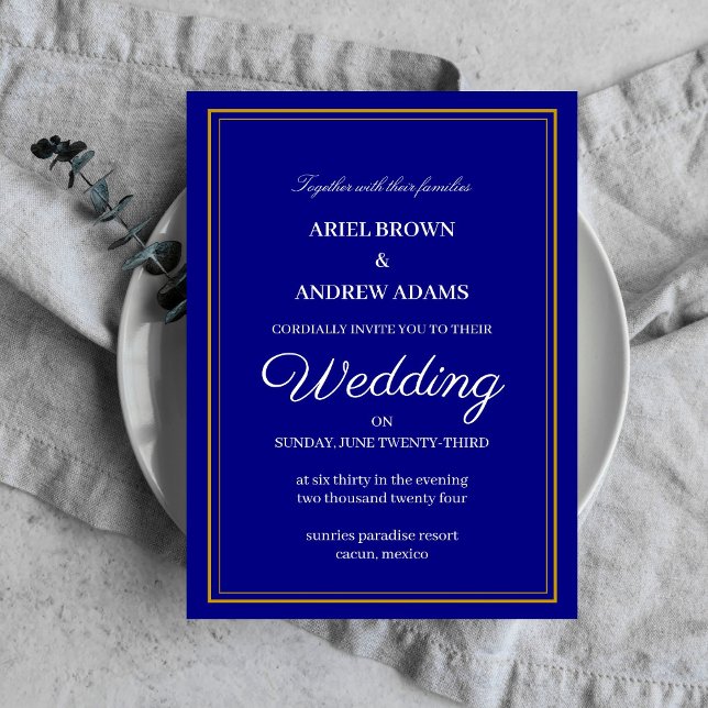 Carte d'invitation Classy mariage Navy Blue (Créateur téléchargé)