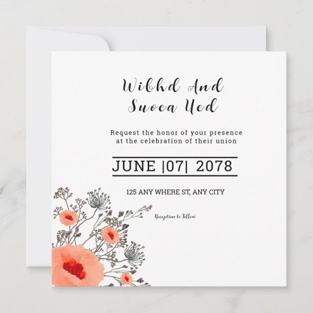 Carte d'invitation - Conception de carte Mariage C (Devant)