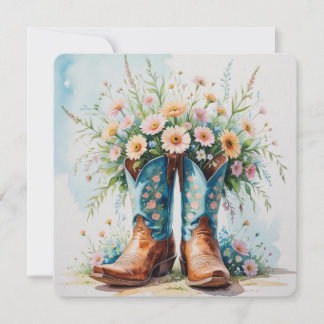 Carte d'invitation cowgirl vide | Thème occidental