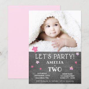 Carte d'invitation Cute Chalkboard 2e anniversaire
