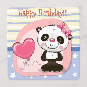 Carte d'invitation d'anniversaire à Panda