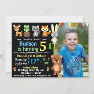 carte d'invitation d'anniversaire animaux de la fo