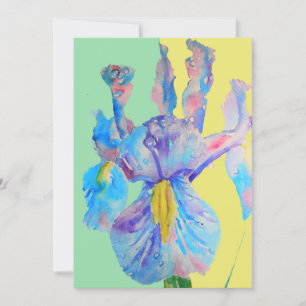 Carte d'invitation d'anniversaire aquarelle Blue I