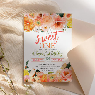 Carte d'invitation d'anniversaire Citrus d'été dou