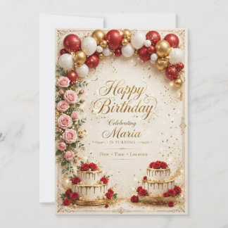 Carte d'invitation d'anniversaire colorée – Fête M