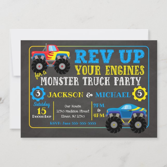 Carte d'invitation d'anniversaire conjoint Monster (Devant)