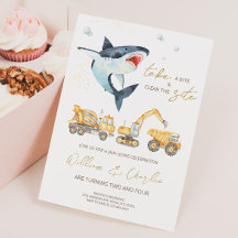 Carte d'invitation d'anniversaire conjoint requin