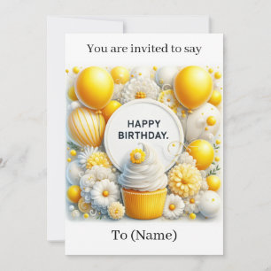 carte d'invitation d'anniversaire cupcake et ballo
