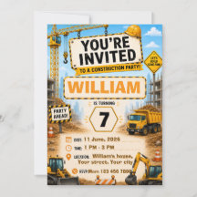 Carte d'invitation d'anniversaire de camion de con
