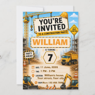 Carte d'invitation d'anniversaire de camion de con