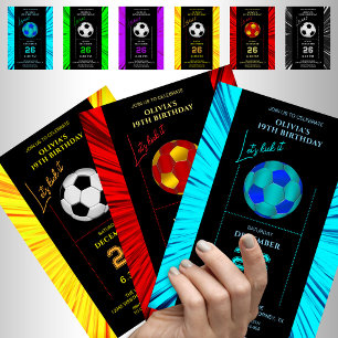 Carte d'invitation d'anniversaire de football roug