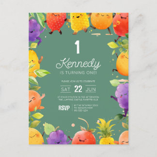 Carte d'invitation d'anniversaire de fruit dansant