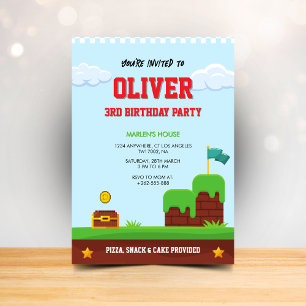 Carte d'invitation d'anniversaire de jeu vidéo col