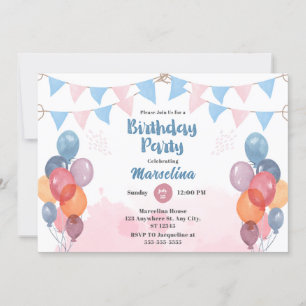 Carte d'invitation d'anniversaire de la fille du b