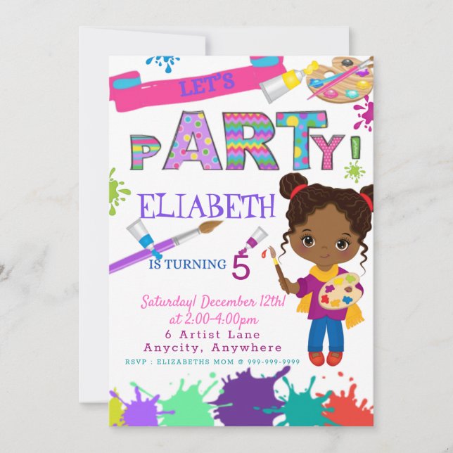 Carte d'invitation d'anniversaire de l'artiste (Devant)