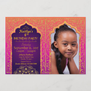 Carte d'invitation d'anniversaire de mille et une