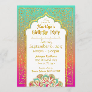 Carte d'invitation d'anniversaire de mille et une