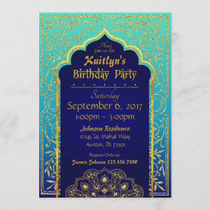 Carte d'invitation d'anniversaire de mille et une