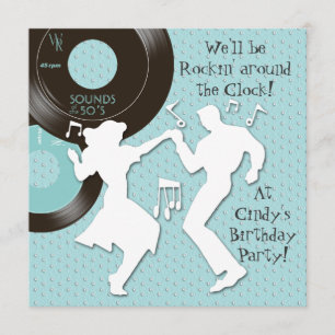 Carte d'invitation d'anniversaire des années 50