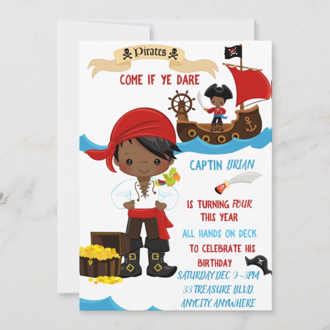 Carte d'invitation d'anniversaire des marins (Devant)