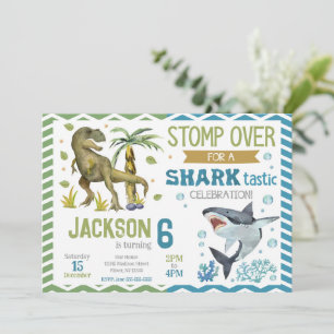 Carte d'invitation d'anniversaire Dinosaures & Req