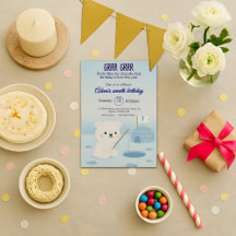 Carte d'invitation d'anniversaire d'ours polaire p