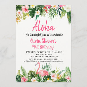 Carte d'invitation d'anniversaire du Flamant rose 