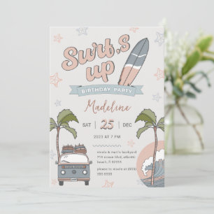 Carte d'invitation d'anniversaire du surf Ocean Be
