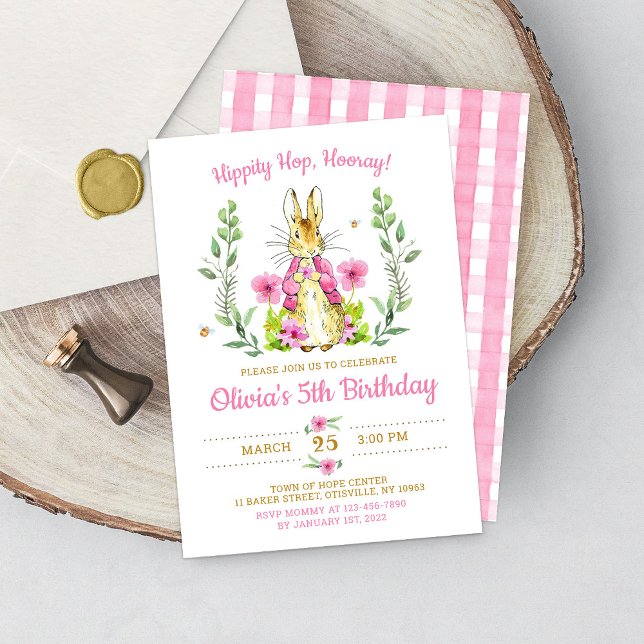 Carte d'invitation d'anniversaire Fille Lapin de P (Créateur téléchargé)