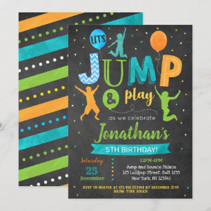 Carte d'invitation d'anniversaire Jump Bounce Tram