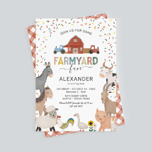 Carte d'invitation d'anniversaire Kids Farmyard Fu